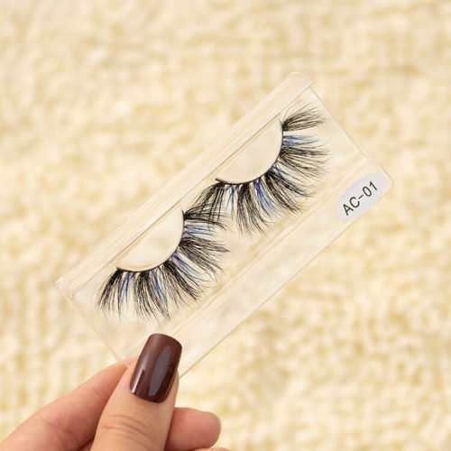 Real Mink Colored Blue Faux Eyelashes 1