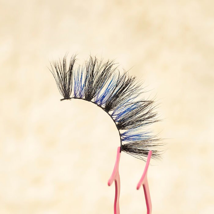 Real Mink Colored Blue Faux Eyelashes 3