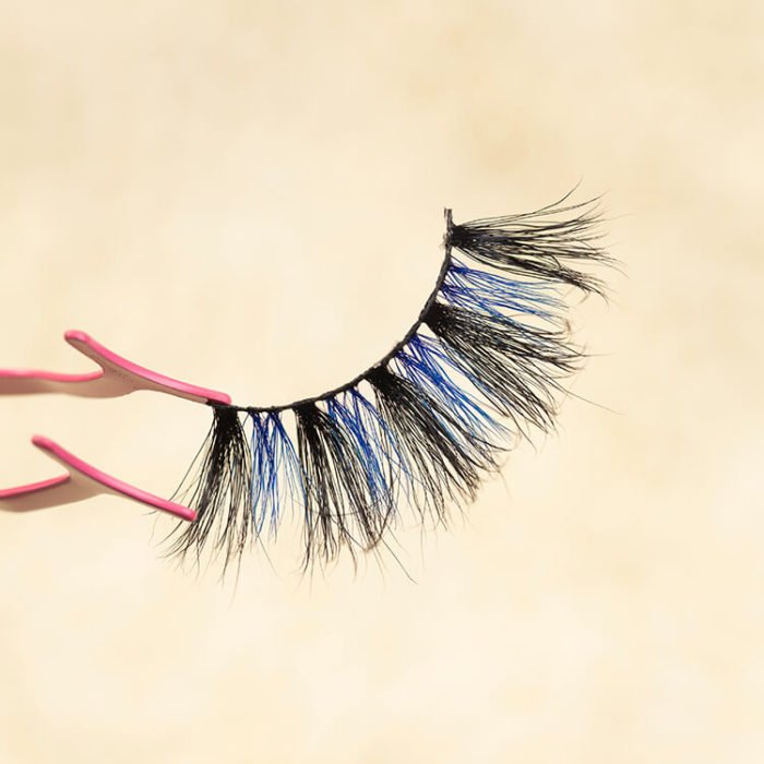 Real Mink Colored Blue Faux Eyelashes 4